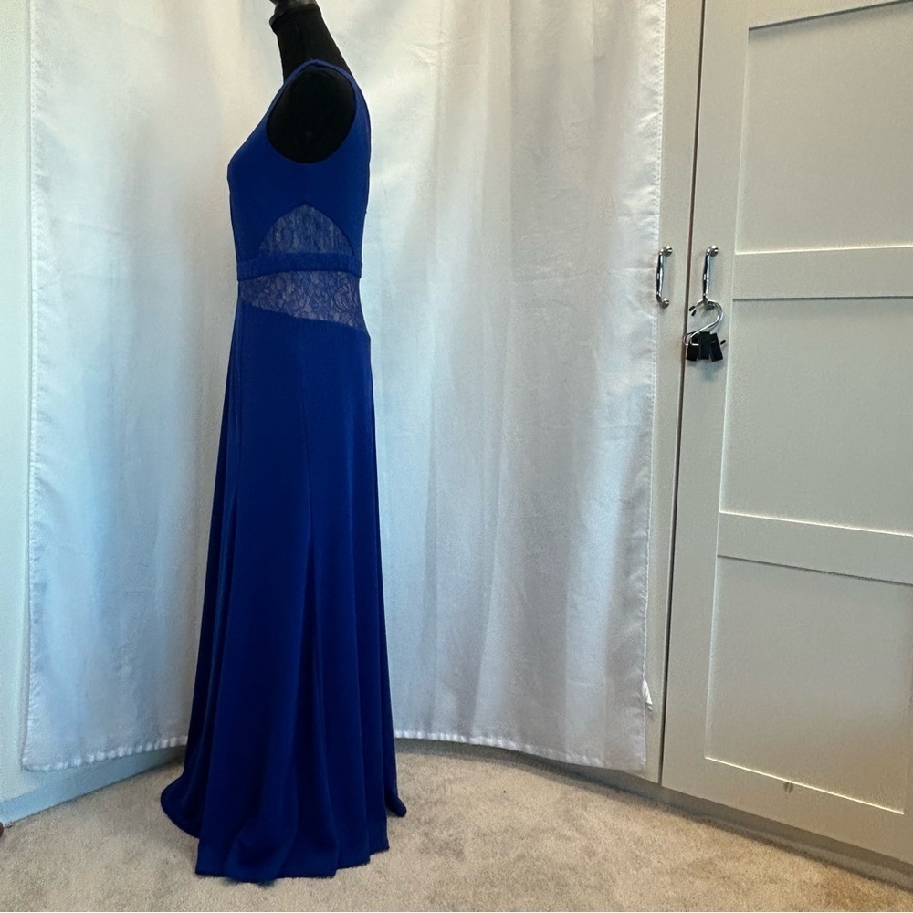 BCBGMAXAZRIA Sophee Cobalt Royal Blue Lace sleeveless Gown Maxi Dress 10 V Neck - Picture 7 of 14